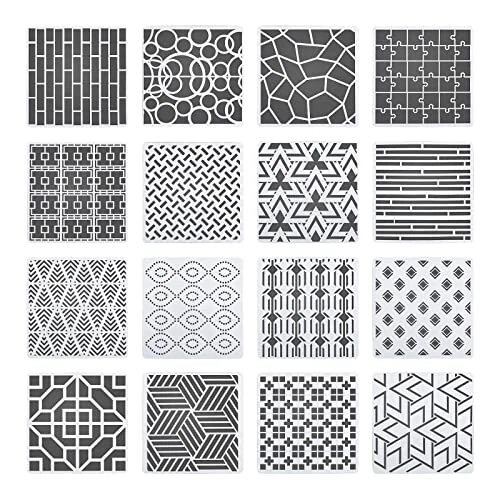 16PCS Stencil Geometrici Modelli di Pittura Set per Scrapbooking (a3X) - Foto 1 di 1