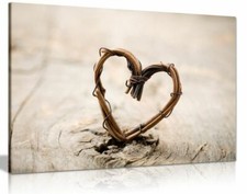 Rustic Art Willow Heart Canvas Wall Art Picture Print
