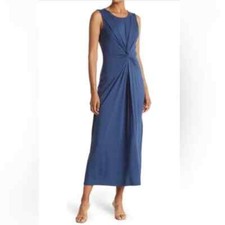 Tahari Front Twist Crew Neck Sleeveless Maxi Dress Size S