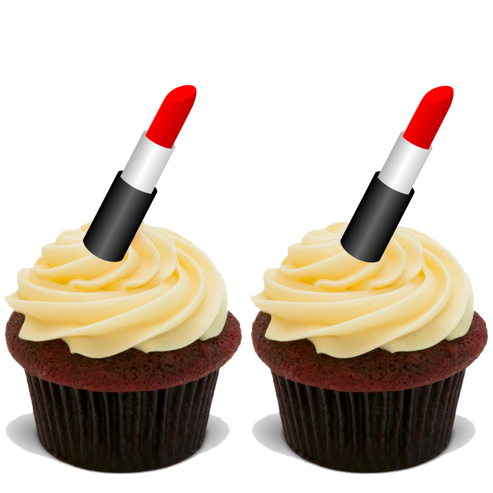 30x RED GLOSSY LIPSTICK PREMIUM EDIBLE STAND UP RICE WAFER CAKE TOPPERS KISS D2