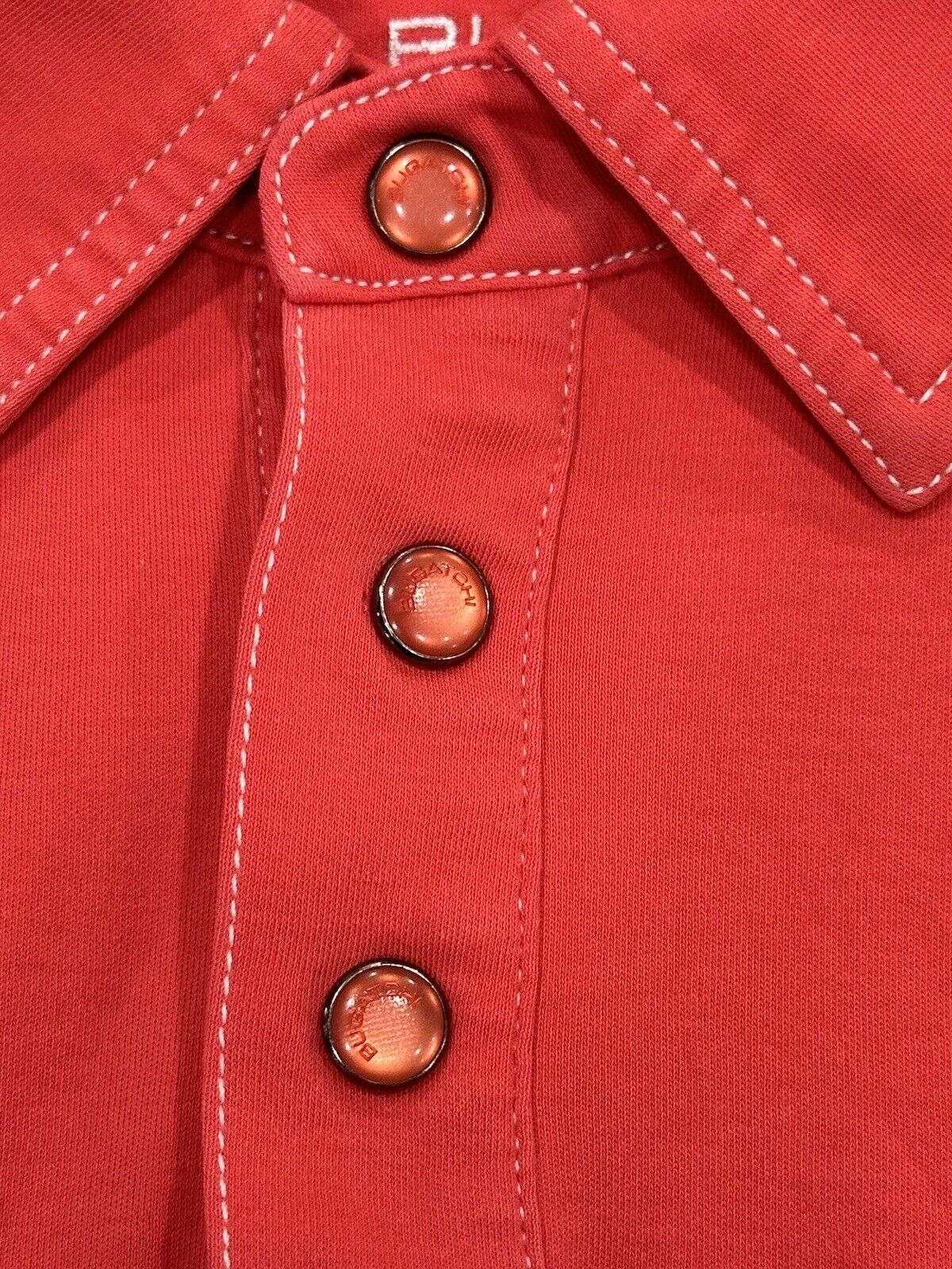 Bugatchi Uomo Mens Size L Red Snap Buttons Cotton… - image 7