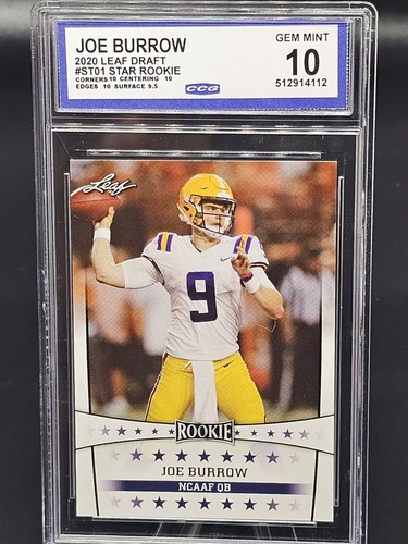 2020 Leaf Draft Joe Burrow #ST-01 STAR ROOKIE CCG 10 💎 GEM MINT!!!