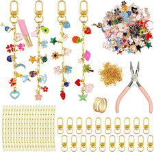 302 Pcs Keychain Making Kit with Charms, Bag Charm Making Kit Including 100 Char