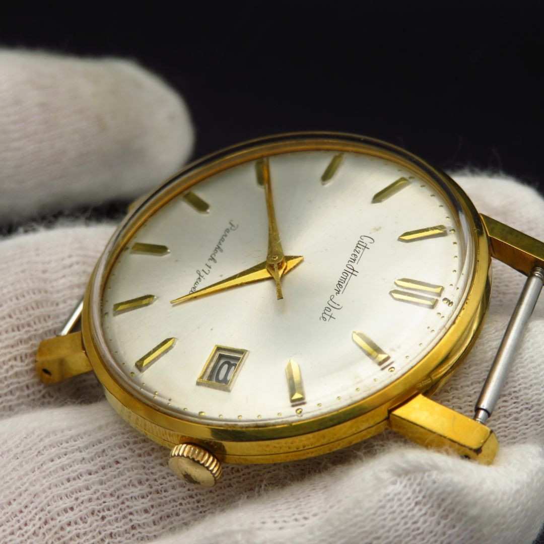 Vintage CITIZEN Homer Date Hand-wound Watch Gold 17J