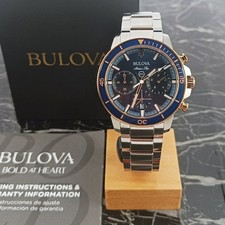 Bulova Marine Star Series C 98B301 Blue Dial Quartz Men's Chronograph Watch 45mm