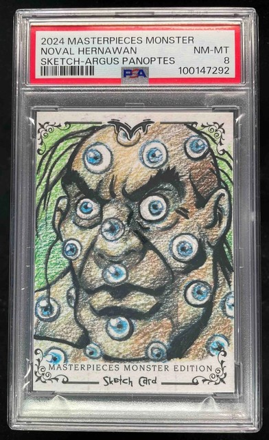 2024 Masterpieces Monster Sketch Noval Hernawan Argus Panoptes Auto 1/1 PSA 8