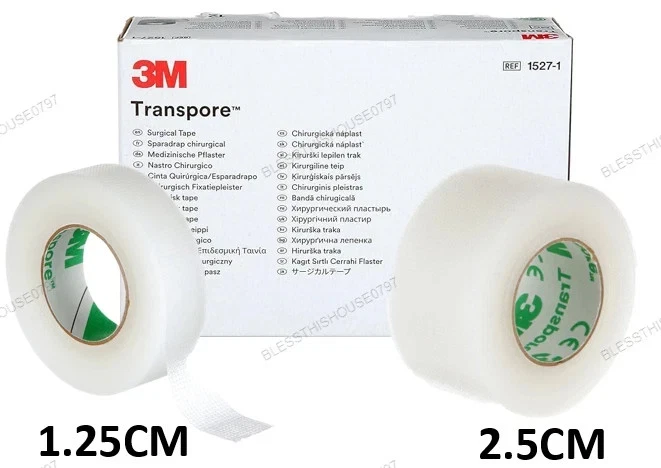 3M TRANSPORE TAPE 1.25CM 2.5CM WATERPROOF PREMIUM QUALITY FIRST AID MEDICAL TAPE - Image 1 of 1