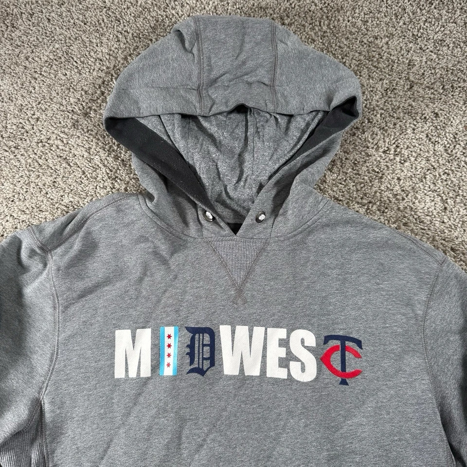 Suéter New Era Para Hombres Grande Medio Oeste Sudadera con Capucha Equipo de Béisbol Logo Pullover Cómodo Foto 2 de 4