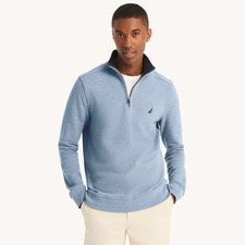 Nautica Men's Fleece Quarter-Zip Sweatshirt Deep Anchor Heather-Medium