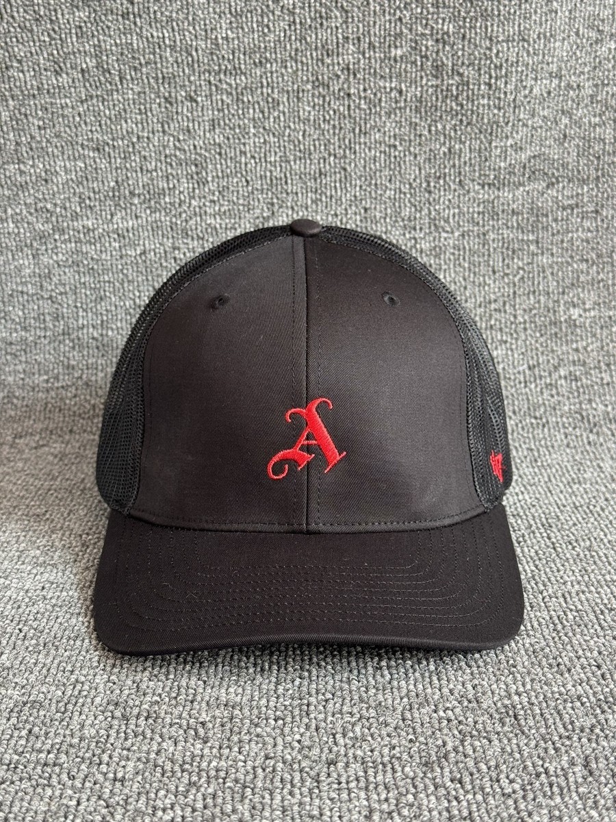 '47 Brand Old English A Trucker Snapback Black Red Hat Mesh Back Adjustable
