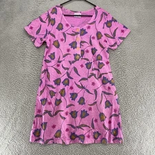 Fresh Produce Dress Womens Large Pink Oh Happy Day Floral Cotton Vintage Y2K 90s