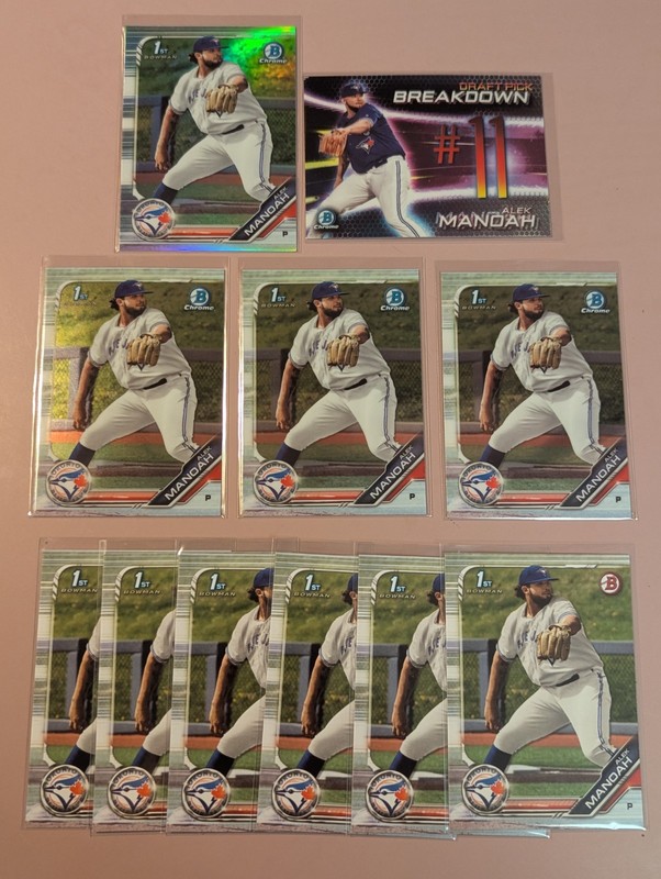 Alex Manoah (11 Lot) 2019 Bowman Draft (6) Paper (3) Chrome, (1) Ref, (1) Insert