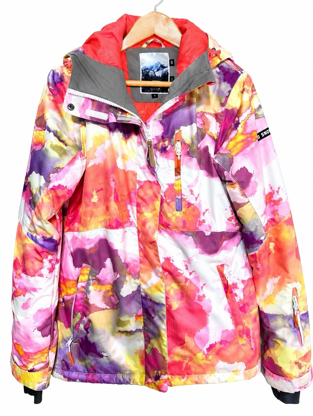 GSOU Snow Ski Jacket 10K Women Small Waterproof Insulated Hooded Colorful Vented