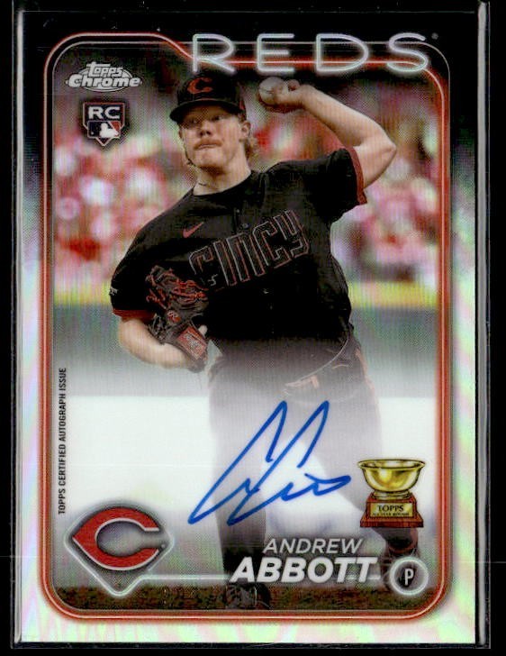 L77,371 - 2024 Topps Chrome Rookie Autographs #RAAA Andrew Abbott Auto