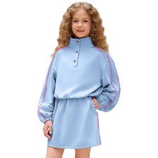 Girls Activewear Sets Long Sleeve Crop Tops Tracksuit with Pockted Stretchy S...