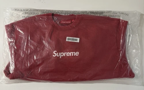 Sweat shirt BOGO col rond lavé logo Supreme Box rouge petit S rare logo boîte *CONF