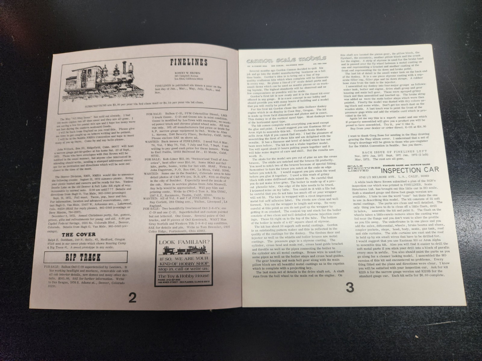 Vintage 4 Issues 1972 (1-4)  Finelines Model Railroad Magazine