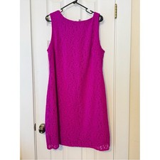 Madison Pink Lace Sheath Dress XL Bright Fuchsia Sleeveless Lined Cocktail