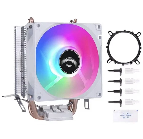 QiuzAim White RGB CPU Cooler 4 Heat Pipes 90mm Fan for Intel LGA AM5 AMD