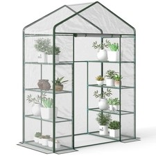 Garden Walk In Greenhouse 4 Tier 8 Shelf Metal Frame Plant Grow House