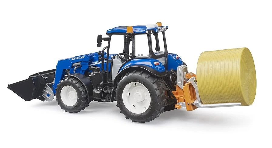 BRUDER - NEW HOLLAND T5.120 con caricatore e cassone ribaltabile con forche -... - Immagine 2 di 4