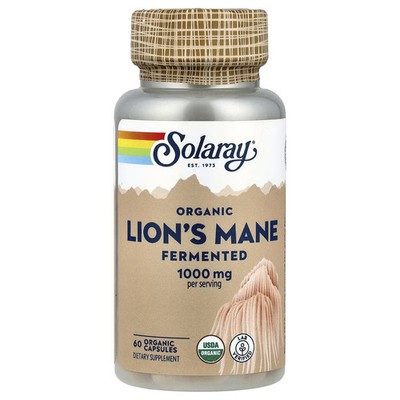 2 X Solaray, Organic Fermented Lion's Mane, 1,000 mg, 60 Organic Cap-Worldwide