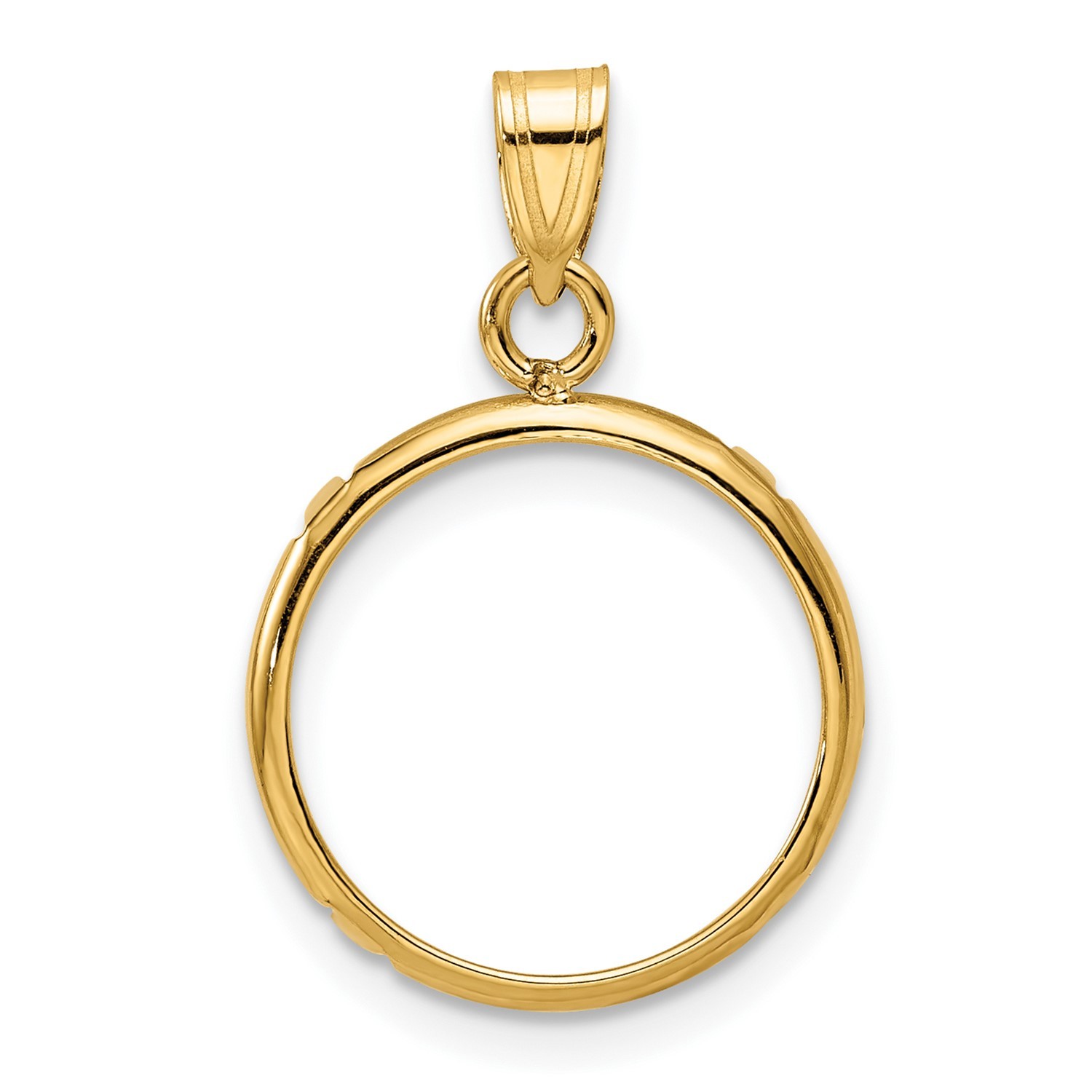 14k Yellow Gold Plain Edge Coin Bezel Pendant Prong Mounting - For ...