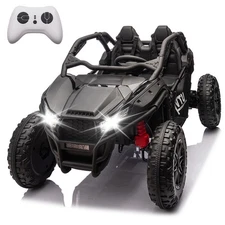 24V Kids Ride on Electric Car UTV w/Remote, LED, Battery Power Wheels,Black