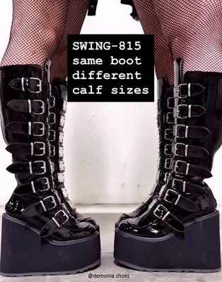 Black Patent Wedge Platform Knee High Cyber Goth Core Combat