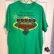 Unisex Christmas Mistletoe shirt with Vegas style graphics size S/M