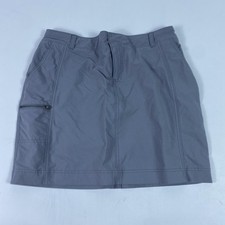 Athleta Skirt Womens 12 Gray Hiking Walking Zip Pockets Elastic Waist Active