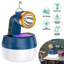 USB Solar Portable LED Flashlight Rechargeable Camping Tent Light Lantern Lamp
