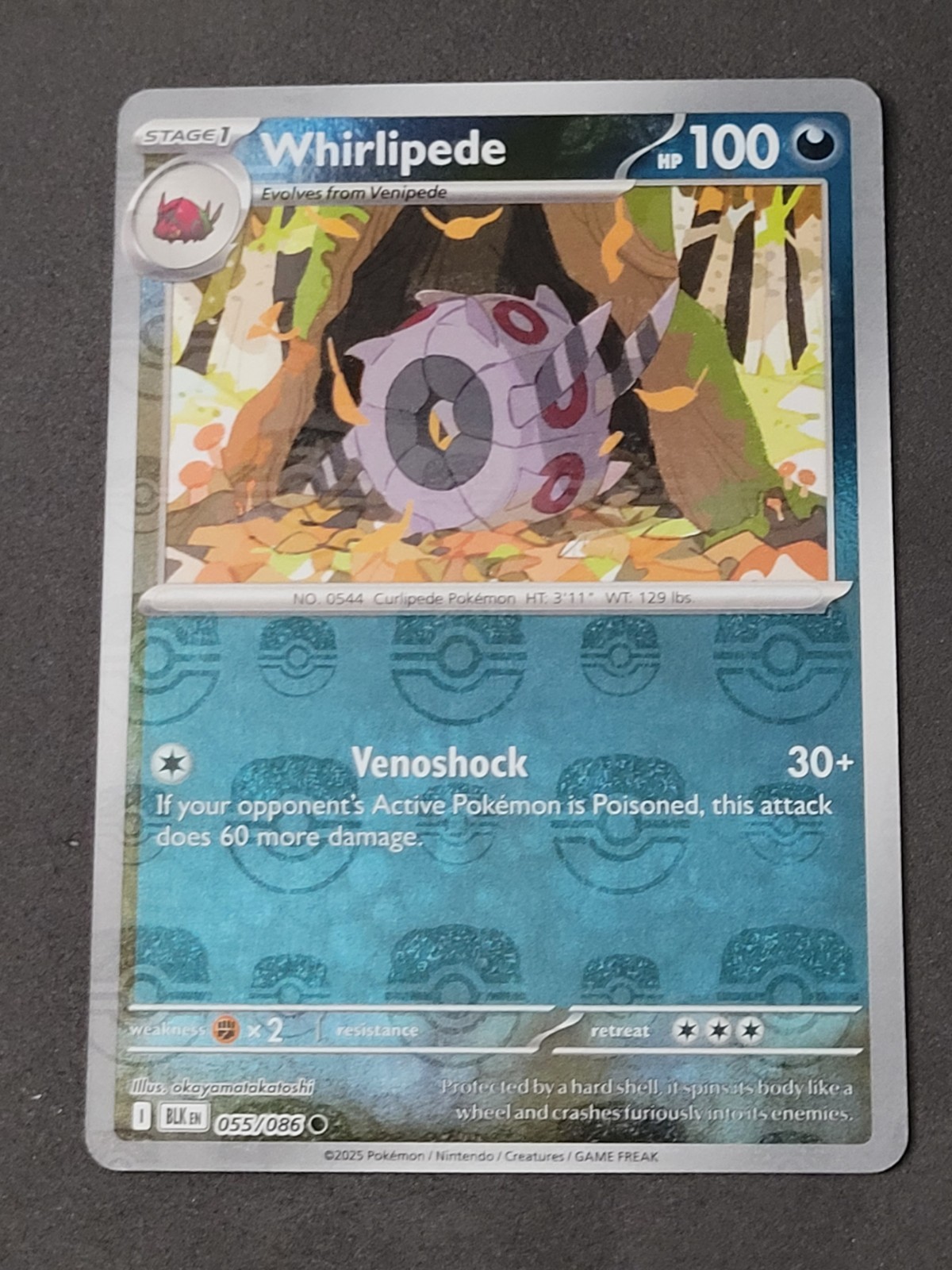 Whirlipede 055/086 NM Master Ball Common - Black Bolt Pokemon TCG