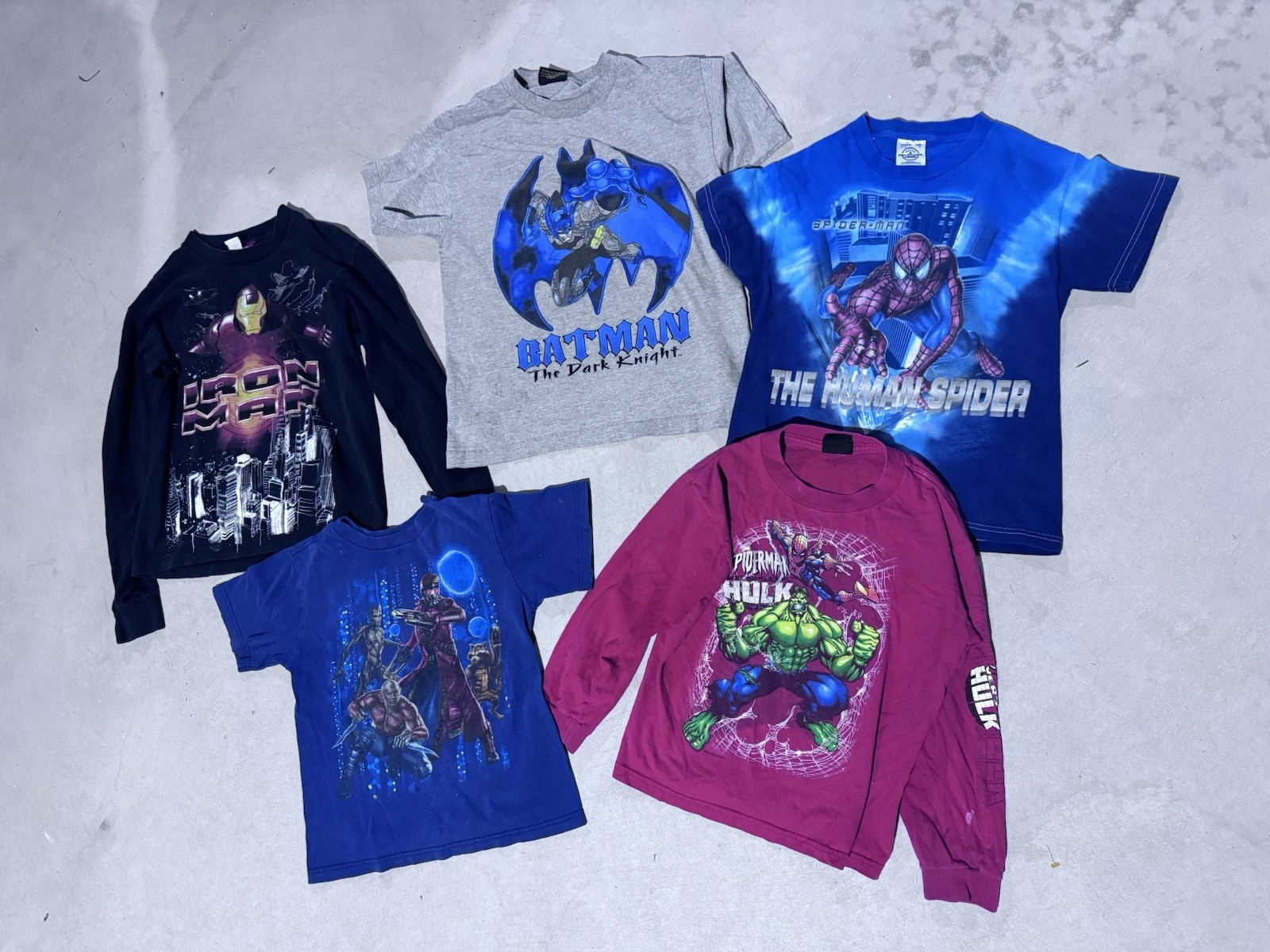 Vintage Boys Superhero Marvel Graphic Tees Lot Y2K Spiderman Ironman Hulk Batman-image