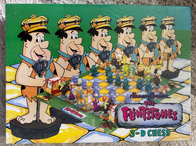 NIB Vintage Flintstones 3-D Chess Set - 1993 Hanna-Barbera
