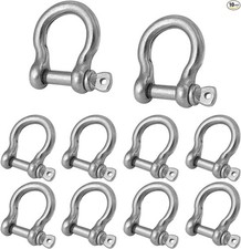 10 PCS Clevis Shackle 3/8 Anchor Shackle Stainless Steel M10 Screw Shackle 3/8 I