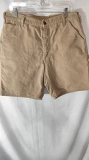 Carhartt B25SDL Mens Size 36 Brown Duck Canvas Flat Front Carpenter Work Shorts
