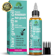 Organic Rosemary Oil for Hair Growth, Infused with Biotin, Jojoba, Argan and Alm