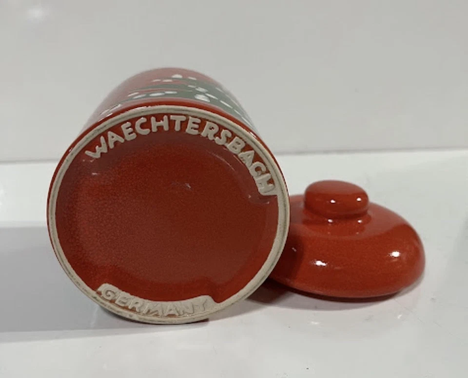 Waechtersbach Red Christmas Tree Cookie Jar/Canister W/Lid Germany - Image 3 of 4