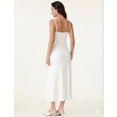 OGL Women's SkinKiss White Cowl Neck Midi Dress Built-in Bra XL New | eBay