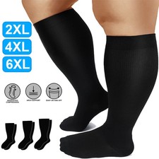 20-30mmHg Knee High Compression Socks Wide Calf Plus Size Support for Men Women
