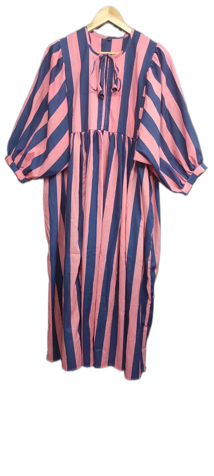 Women’s Pink Blue Striped Midi Dress Puff Sleeve Loose Casual Summer Dress
Opens in a new window or