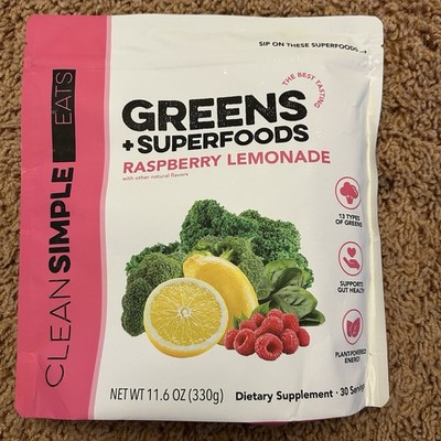 Clean Simple Eats Greens Powder Raspberry Lemonade 30 Servings 11.6oz Smoothie