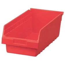 Akro-Mils 30088Red Shelf Storage Bin, Plastic, Red, 6 In H, 8 3/8 In W, 17 7/8