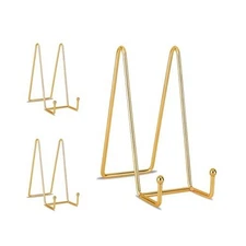 Decolore 8 inch 3 Pack Gold Plate Stands Table Top Easels Plate Gold 8 in