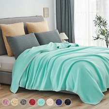 Satin Fleece Blanket Micro Flannel Year-Round Bed Blanket Throw with Satin Trim