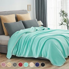 Satin Fleece Blanket Micro Flannel Year-Round Bed Blanket Throw with Satin Trim