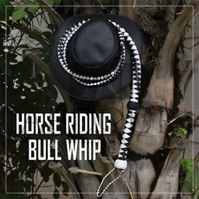 6FT COWHIDE LEATHER BULL WHIP | HANDMADE 12-PLAIT INDIANA-STYLE