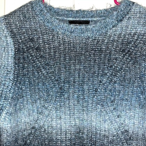 Textured Sweater Fuzzy Wool Blend Women’s Small Blue Gray White GG Collection - Picture 2 of 12