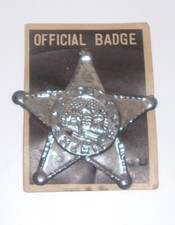 Vintage 2" Tall Tin Metal DEPUTY SHERIFF Police Childs Toy Badge Cowboy Costume
